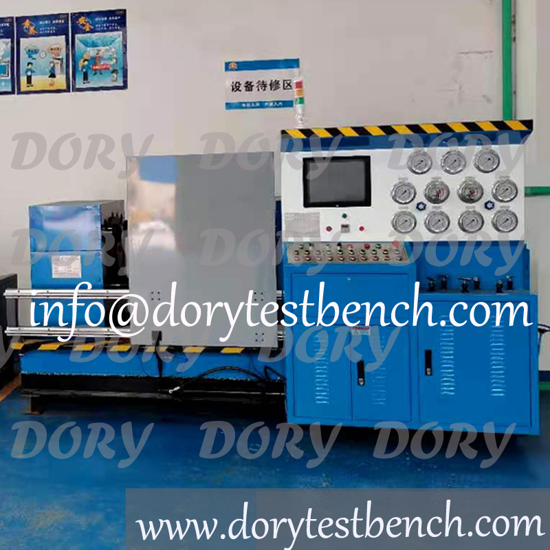 Horizontal gate valve test bench with protection door 